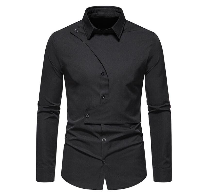 Men's Dress Shirts Long Sleeve Slim Fit Solid Button Down Shirt