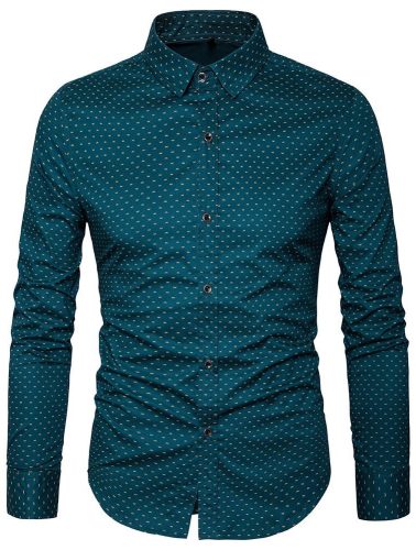 Men Dress Shirt-100% Cotton Casual Long Sleeve Shirt-Regular Fit Button Down Point Collar Shirt