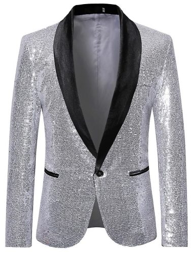 Men's Fashion Sequin Casual Blazer Wediing Celebration Suit Jacket