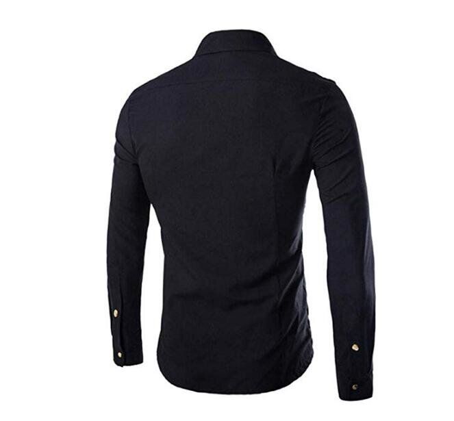 Men's Multi Zipper Pockets Long Sleeve Button Down Slim Fit Dress Shirts