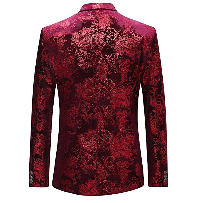 Men Dress Floral Suit Notched Lapel Slim Fit Stylish Blazer