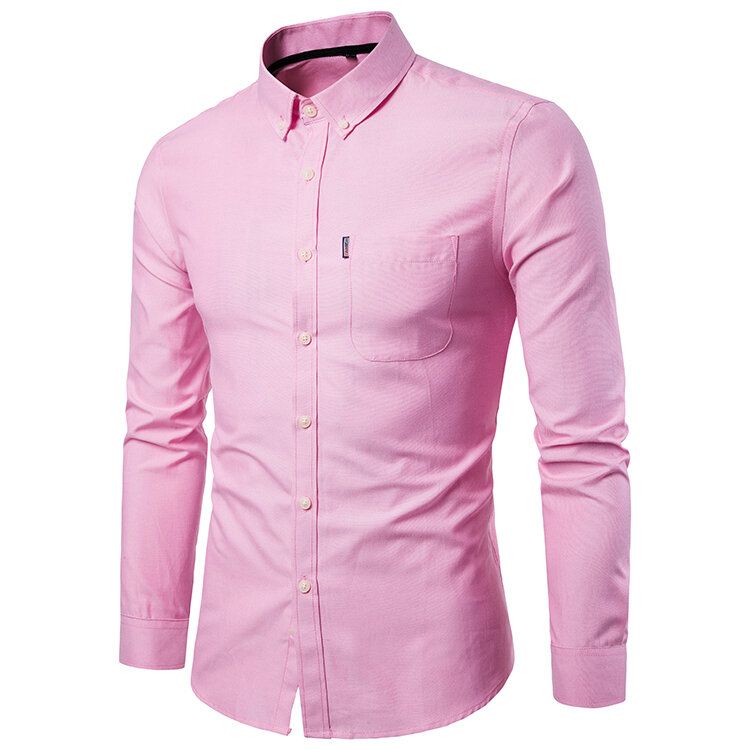 Men Dress Shirts Casual Long Sleeve Slim Fit Business Button Shirt
