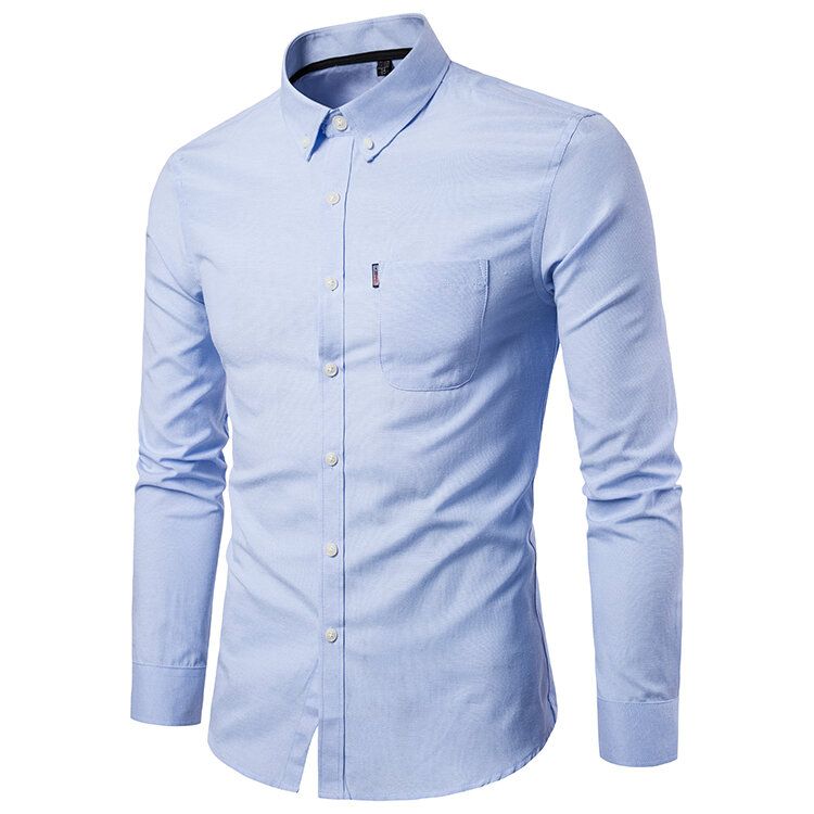 Men Dress Shirts Casual Long Sleeve Slim Fit Business Button Shirt