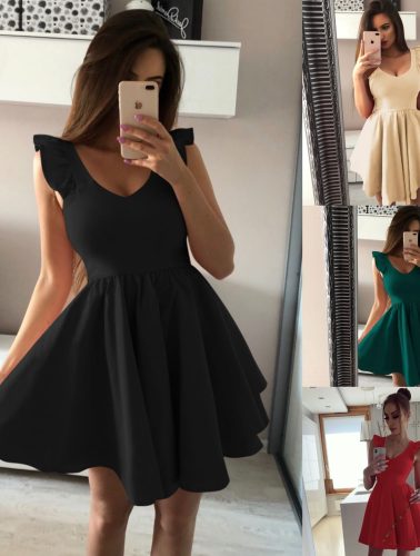 Spring Women's V-neck Large Skirt Skirt Ruffle Sleeve Dress