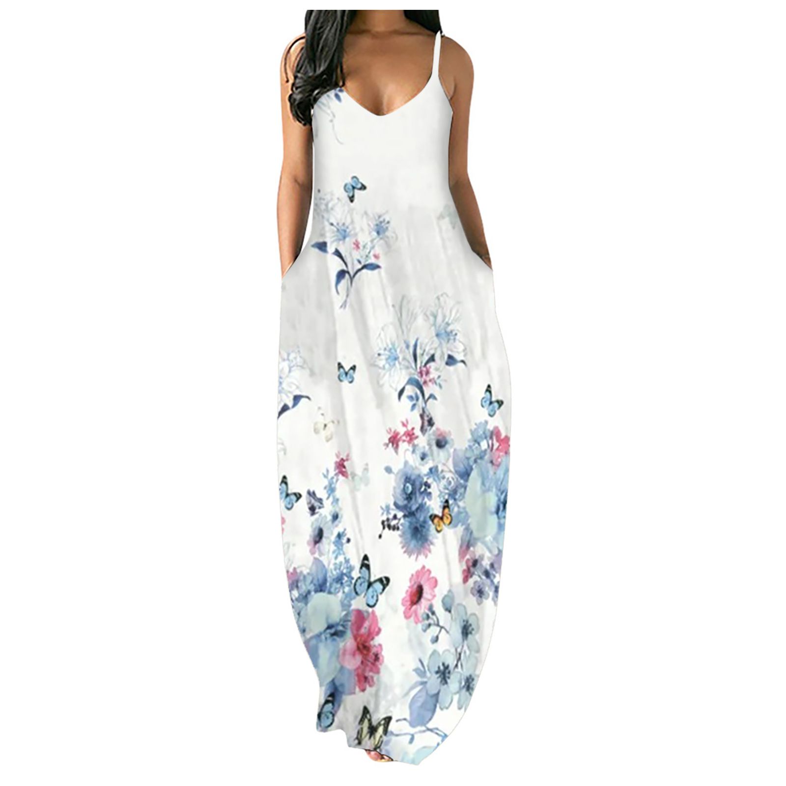 Fashion new women's summer dress butterfly star print V-neck halter dress