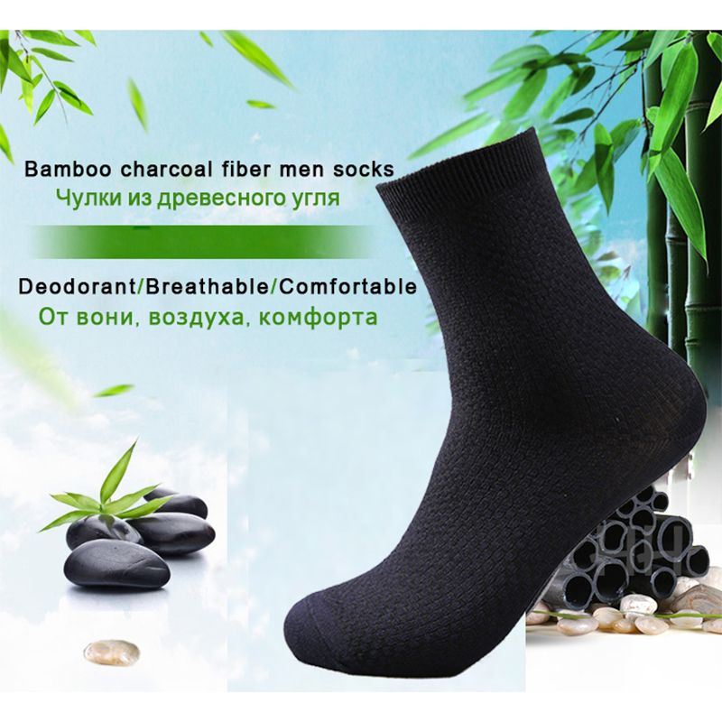 10 Pairs/Lot Men's Bamboo Fiber Socks 2022 New Compression Autumn Long Black Business Casual Man Dress Sock Gift Plus Size 42-45