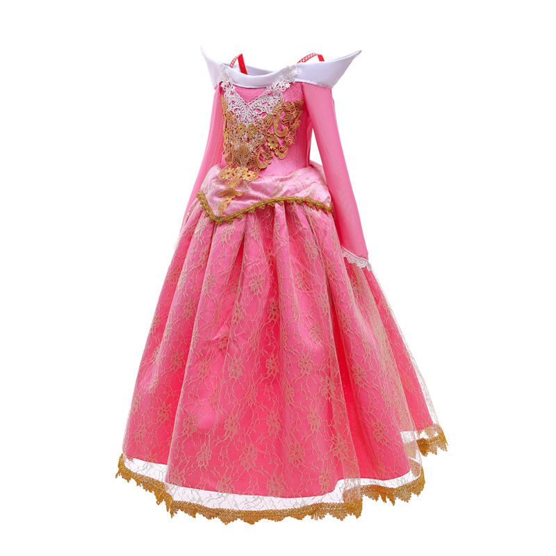 Girls Princess Costume Dresses Pink Princess Dress Up Clothes with Accessories