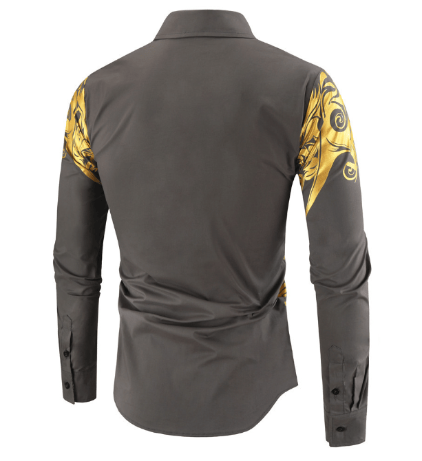 Men's Shirt Dress Casual Long Sleeve Foil stamping Stylish