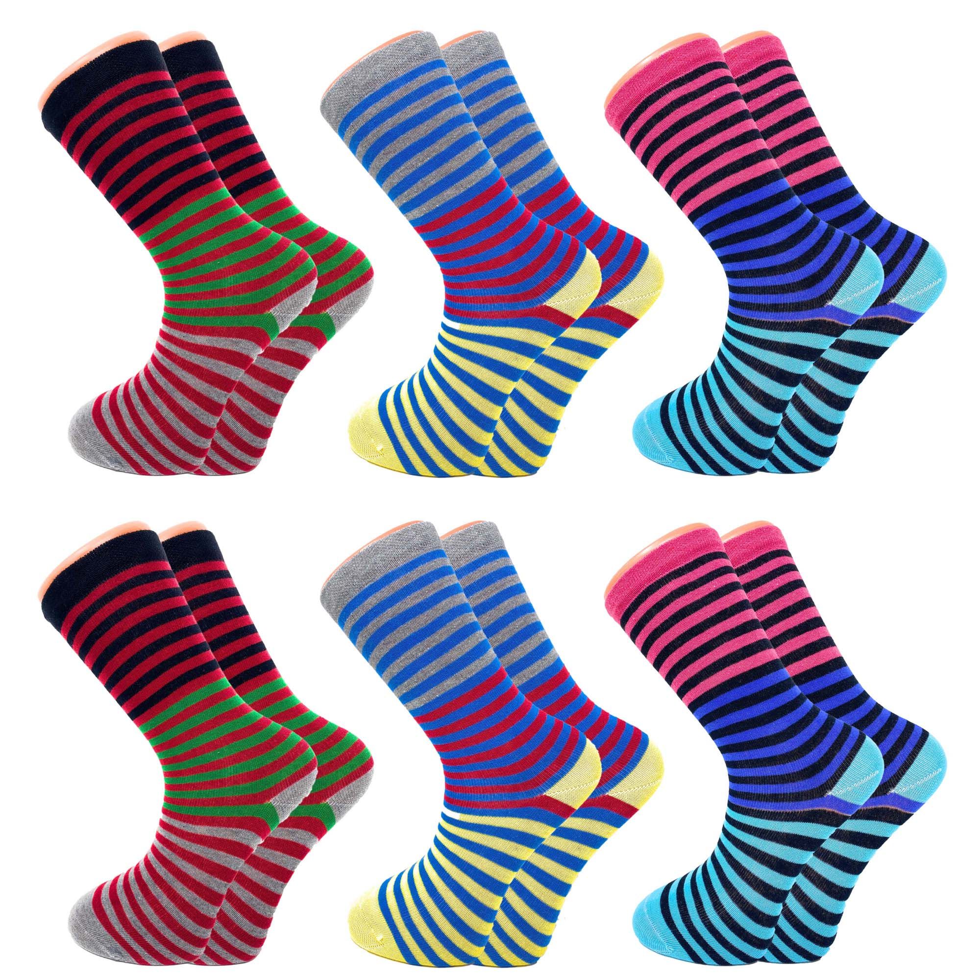 Colorful Funny Socks Novelty Crazy Cotton Crew Dress Socks 6 Pairs